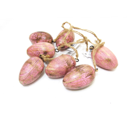 Jajo rustykalne drewniane zawieszka Różowe S